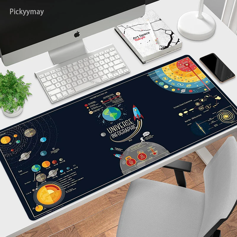 Solar System Large Laptop Gamer Mouse Pad Gaming Mousepad Space Planet Big Locking Edge Keyboard Computer Desk Mats Cs Go Lol