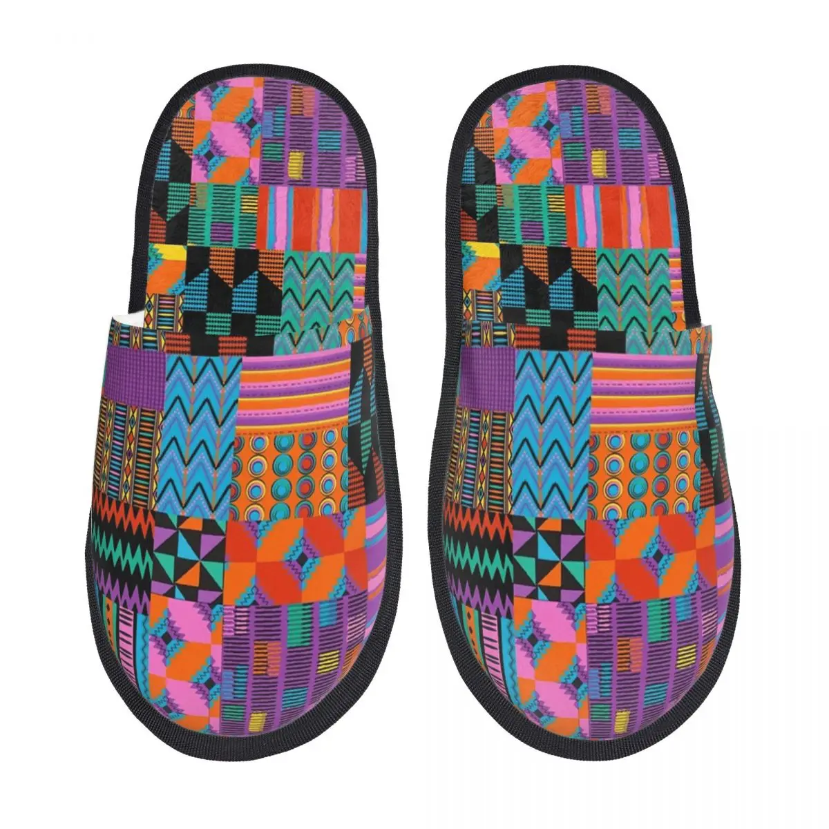 

Custom Unique Wax Print Ankara Kente Pattern House Slippers Women Soft Memory Foam Shoes Comfy Warm Anti-Skid Slipper