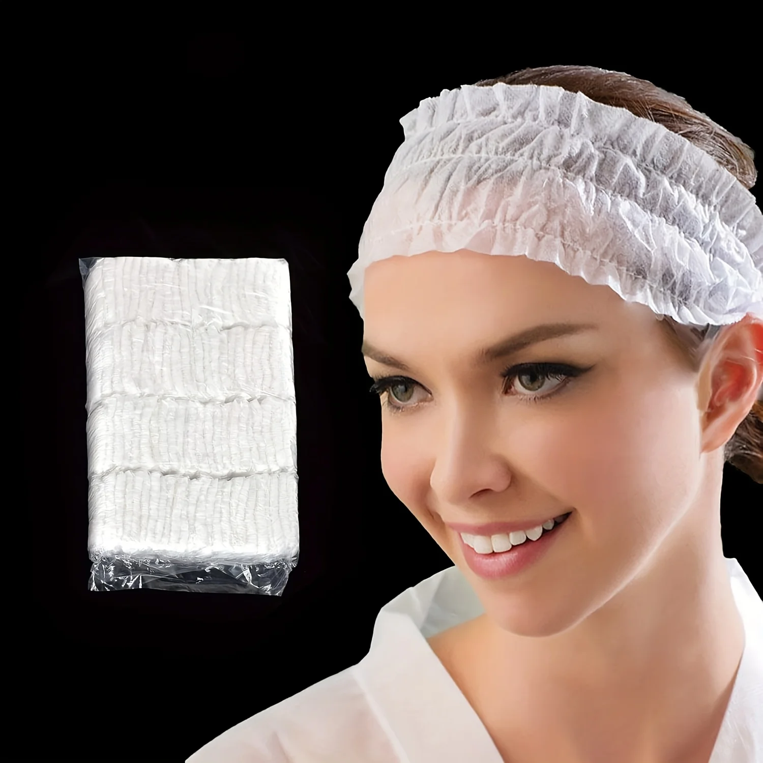 100-Pack Extra Thick Disposable Non-Woven Headbands, Elastic Hair Bands for Facial, Spa, Salon & Skincare