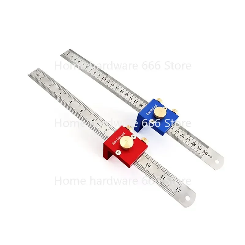 30cm/12 Inch Scribing Ruler Adjustable 90 Degrees Scale Ruler Measuring Marking Gauge Woodworking Right Angle Ruler with Stop