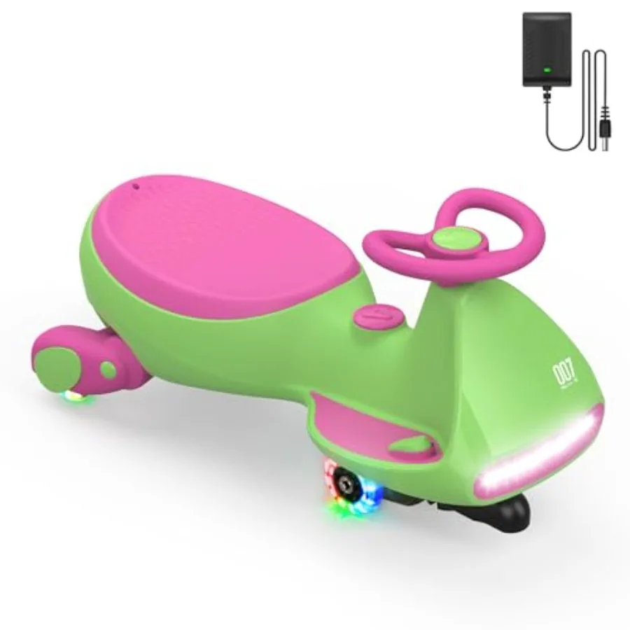 Pro Electric Wiggle Car, Rechargeable Battery, CyberWiggle, 2 in 1 Swing Car, 2 Speeds Max 4 Mph, Anti-Rollover, Flashing Wheels