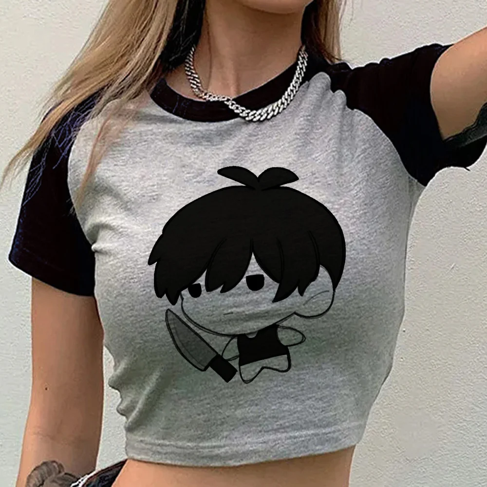 Omori crop top shoujo gothic korean fashion japan dollette shirt scene  japan manga harajuku anime