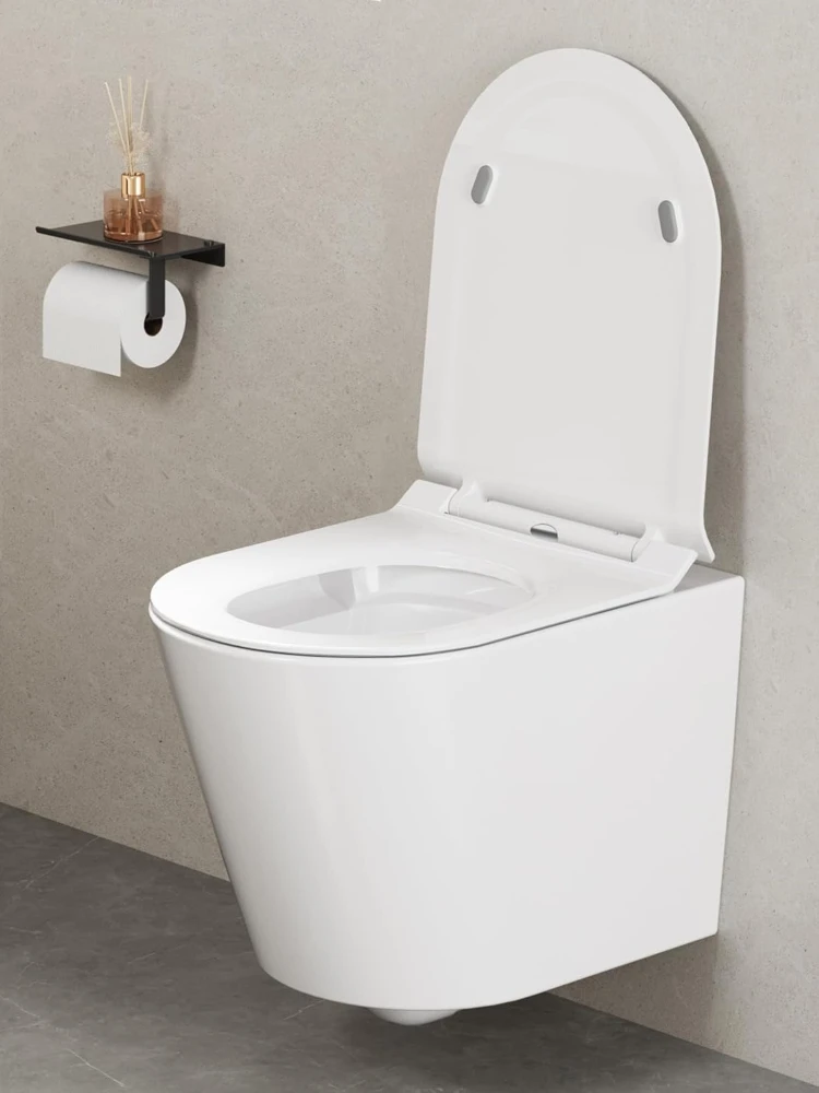 D-Form WC-Sitz mit Absenkautomatik – ultradünner, doppellagiger UF-Duroplast Toilettendeckel – Schnellverschluss, verstellbare Scharniere, leicht zu reinigen – ideal für Gewerbe, Hotels, Bäder –