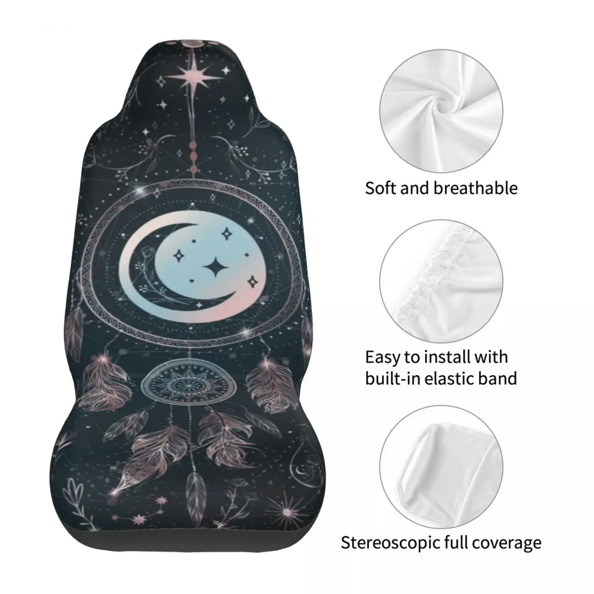 Dreamcatcher Tarot Card Car Seat Cover Custom Printing Universal Front Protector Accessories Cushion Set