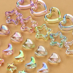 Personalized UV color-coated photo frame love, star DIY hand string loose beads mobile phone chain pendant accessories 10pcs