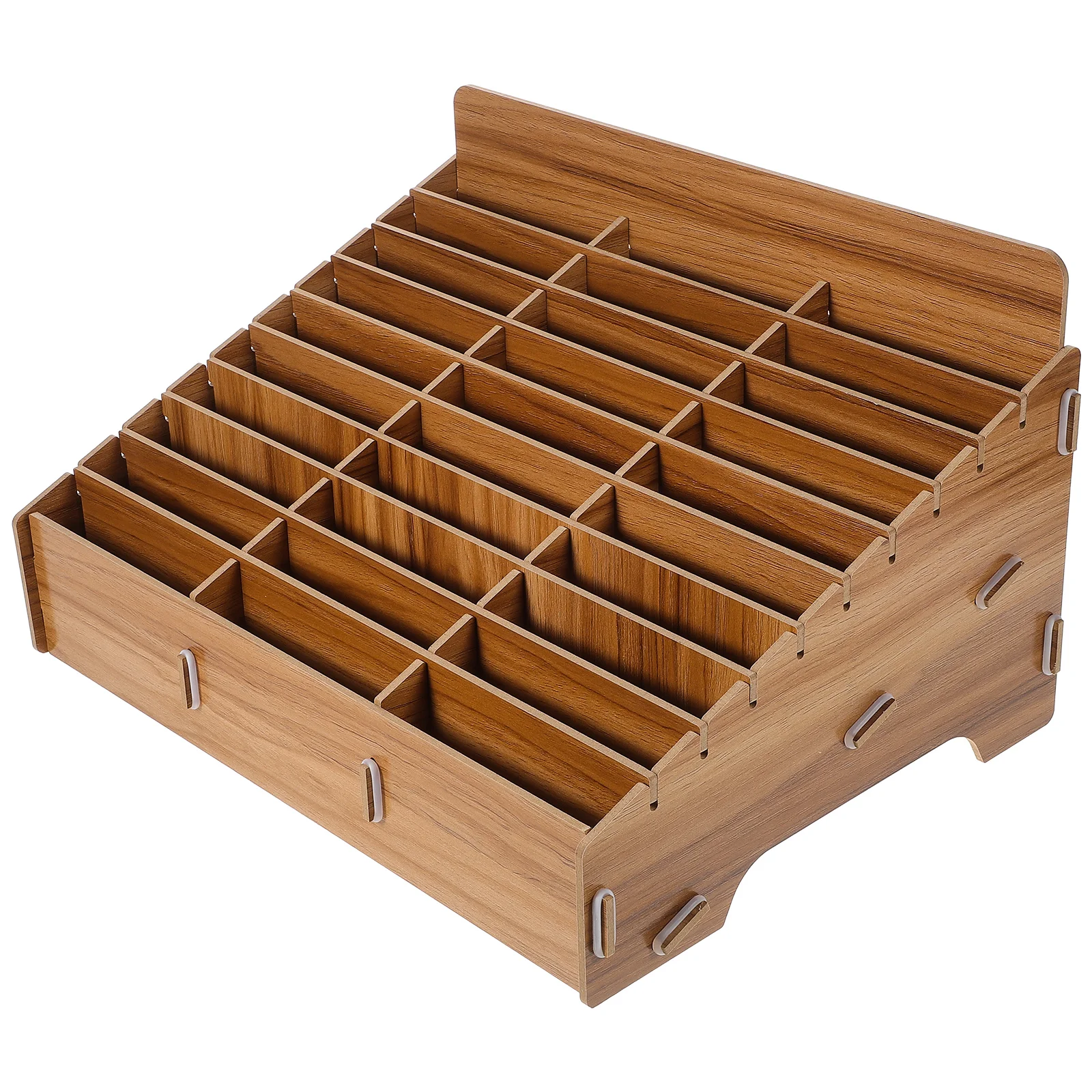 Mobile Phone Storage Box Compartment Case Wooden Holder Display Stand Meeting Room Organizer Bracket