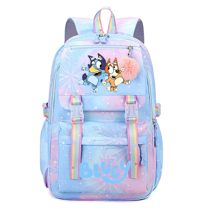 Bluey Cartoon School Bag Elementary School Junior High School Backpack Large Capacity Fashion Casual Backpack Pink Purple Bags