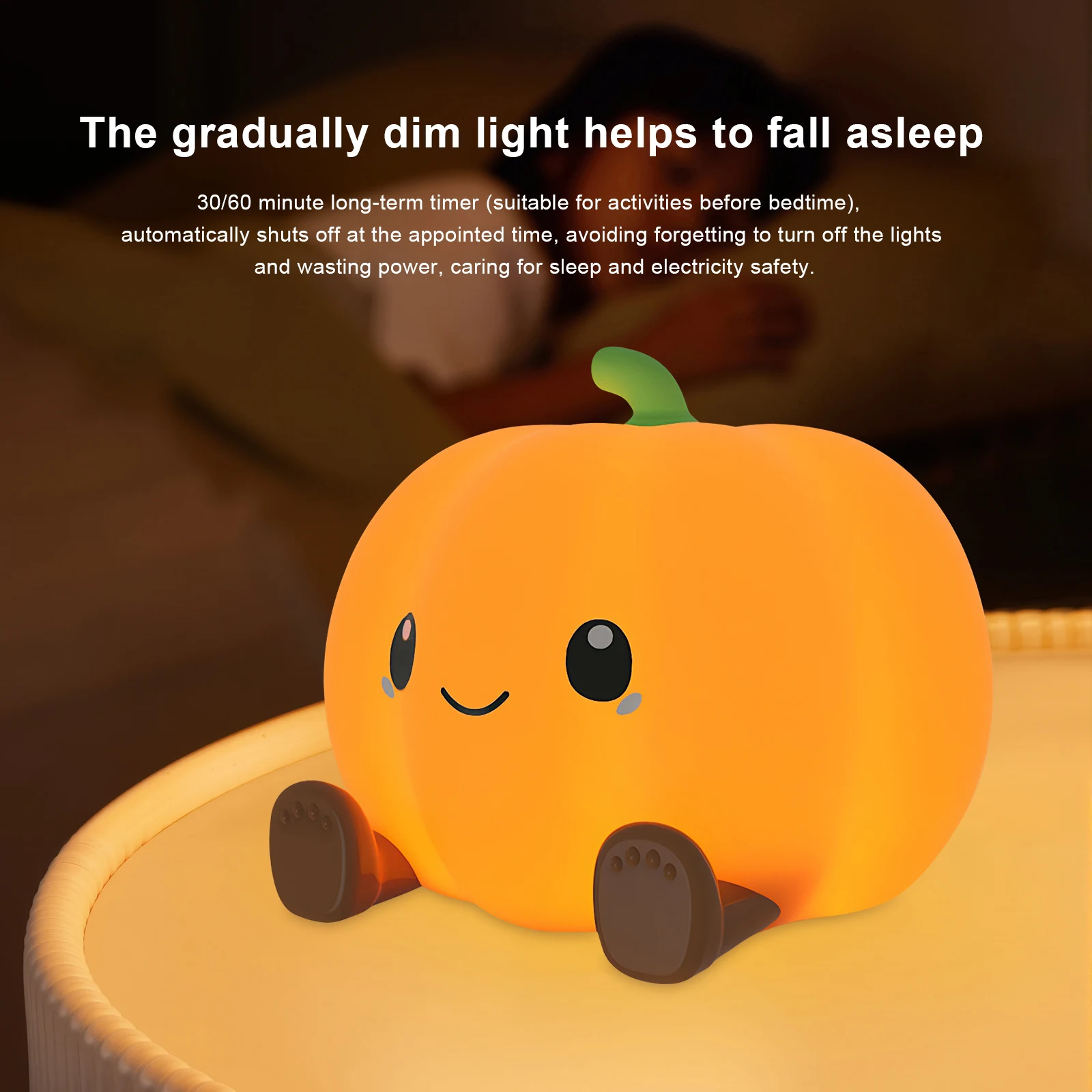 Light for Bedroom Living Room Decor LED Silicone Pat Lamp Timing Cute Bedside Touch Lamp Type-C Charging Funny Halloween Decor