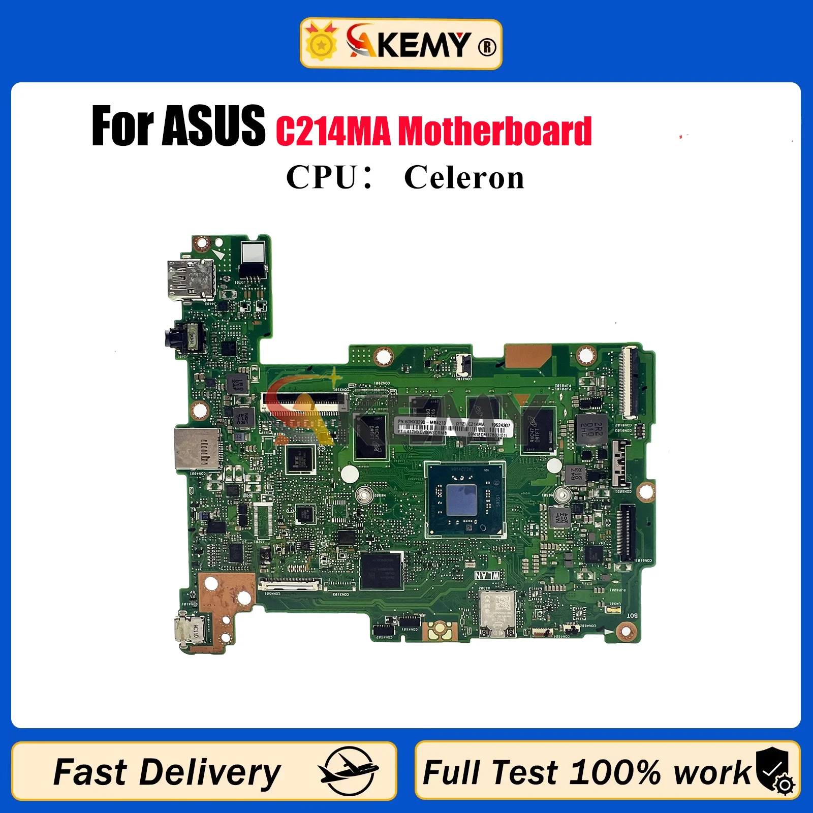 

C214MA Laptop Motherboard For ASUS Chromebook C214M C214MA Notebook Mainboard With Celeron CPU 100% tests OK fast shipping stk
