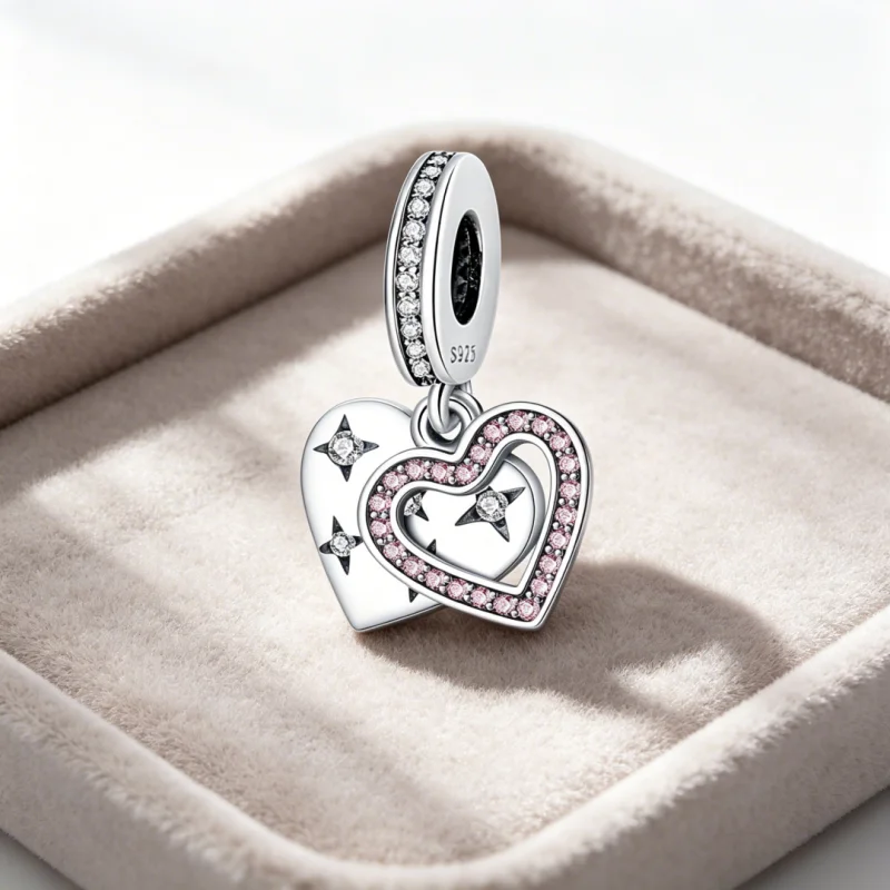 925 Sterling Silver Star Heart Two Piece Set Charms Pendants For Women Fit Original Bracelet DIY Birthday Jewelry Gift