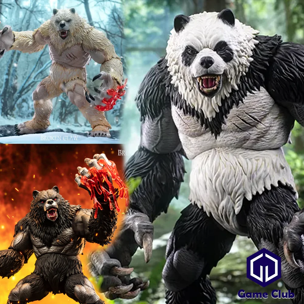 MemoryToys 1/10 Adventurer's World Berserker Panda Men With Weapons Equipment Model 23cm Druid Animal Giant Bear Man Figure Toys