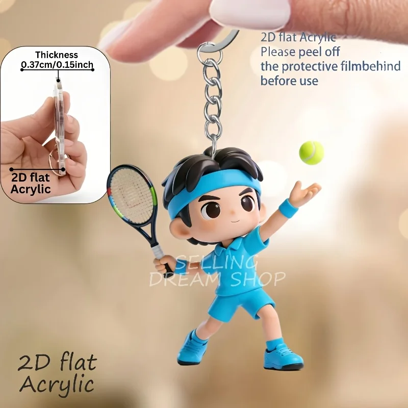 2D Vibrant Tennis Players Keychain 3/6pcs Sporty Theme Acrylic Pendant For Fans Ideal Birthday Party Festival Gifts for Friends