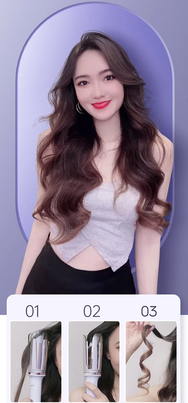 OUGU Ogu Full Automatic Spiral Electric Rotating Hair Curler Automatic Electric Hair Curler Curling Iron Automatic Hair Curler