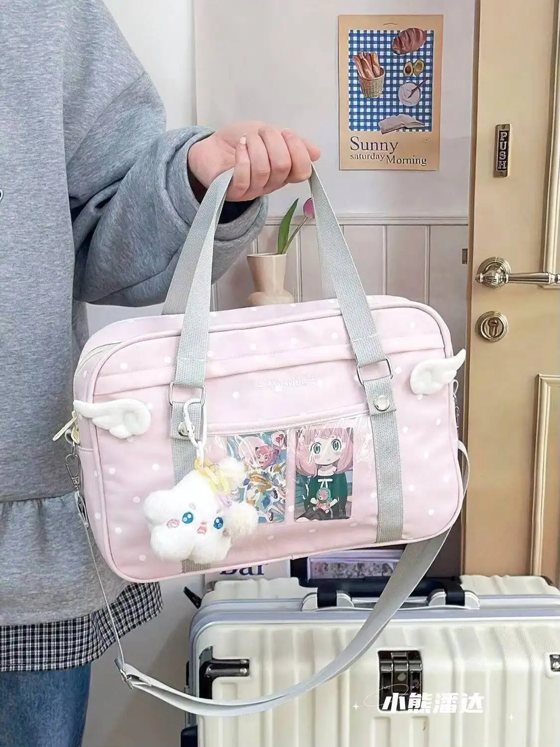 Y2K Comic Ausstellung Polka Dot Ita Schultertasche Messenger Bag Süße Mädchen Transparente Tasche DIY Anime Comic Display Umhängetasche – Detail 8