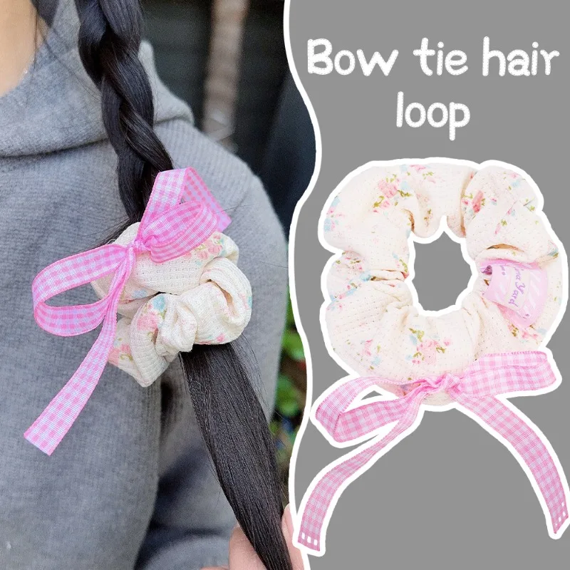 Ballet Bowknot Hair Ring Sweet Silk Ribbon Solid Fabric Scrunchies Set fasce elastiche per capelli moda coda di cavallo corda donna copricapo