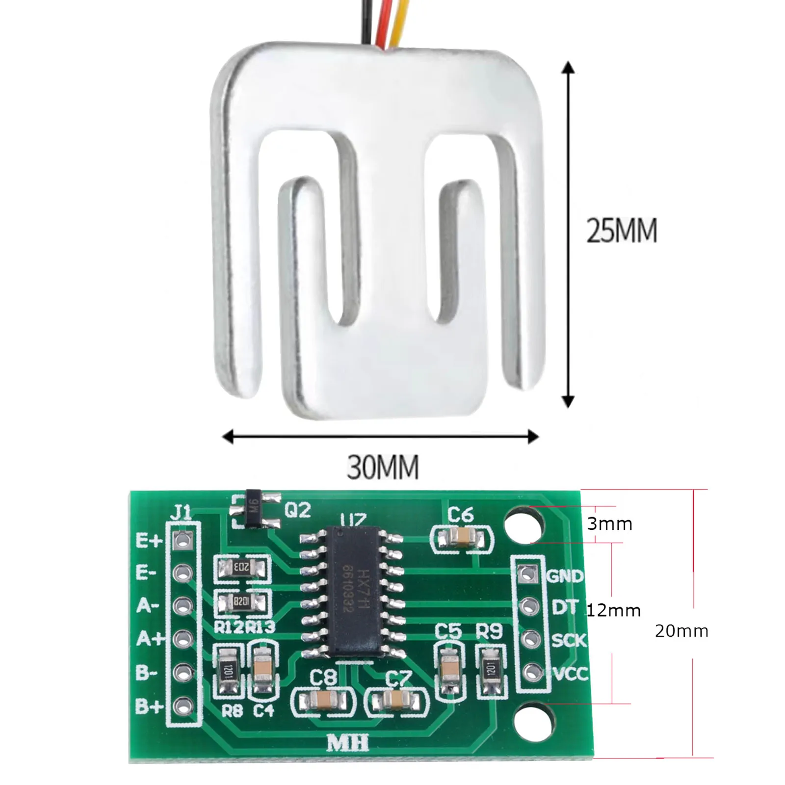 50kg Load Cell 50kg Weighing Sensor Half-bridge Strain Gauge Human Body Scale Weight Sensor for Arduino