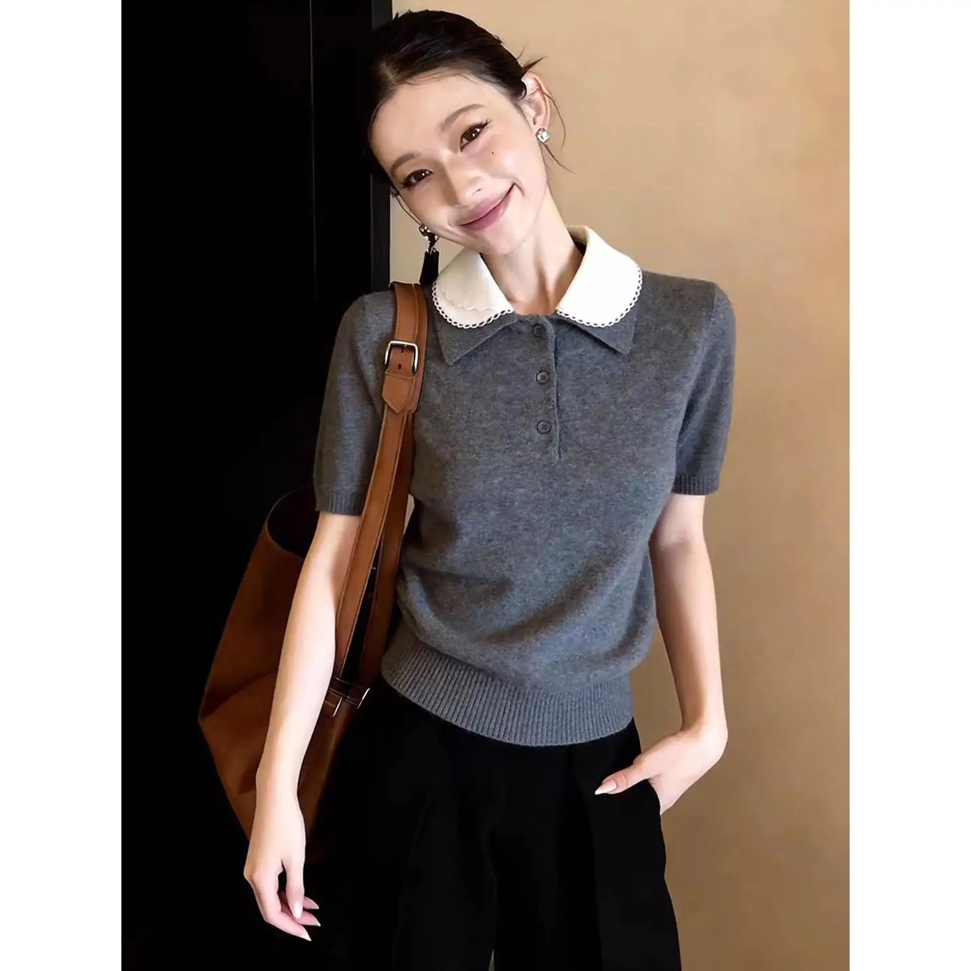 

Весенний новый вязаный свитер с воротником-стойкой для женщин, универсальный (для ношения как под одежду, так и поверх), уникальный, очень красивый топ 2026