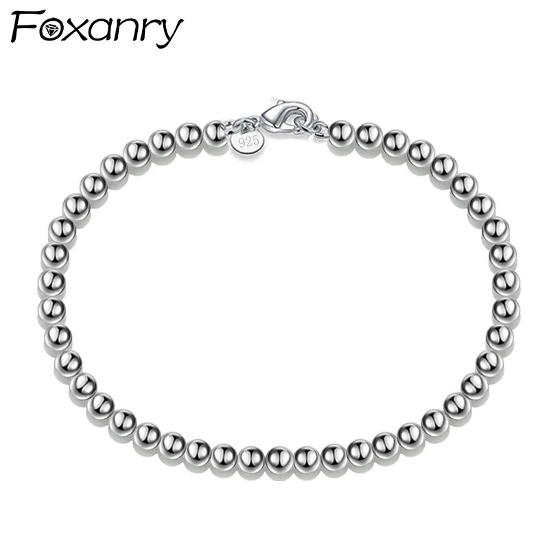 FOXANRY 4MM Hollow Bead Chain Brcacelet Party Jewelry for Women Couples Summer New Fashion Simple Beach Accessories Gifts