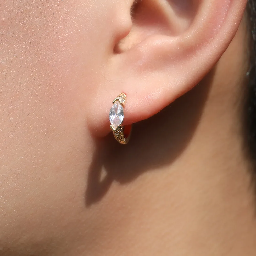 

S925 Hoop Earrings for Women AAAAA BaguetteCZ Cubic Zircon Earrings Fine Jewelry for Drop Shipping