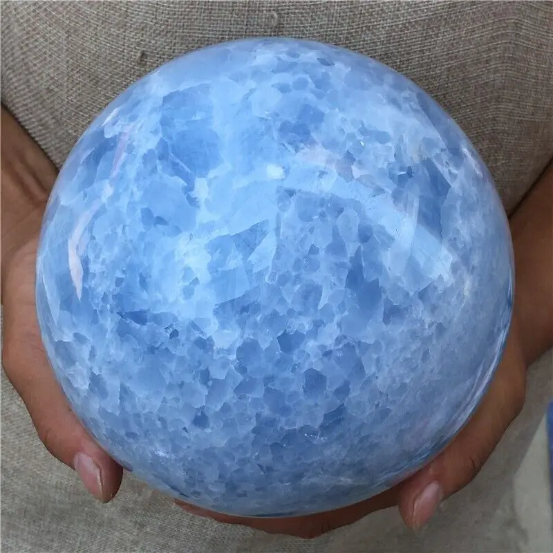 Natural Blue Calcite Gemstone Sphere Celestine Quartz Healing Stone Ball Crystal Home Deco