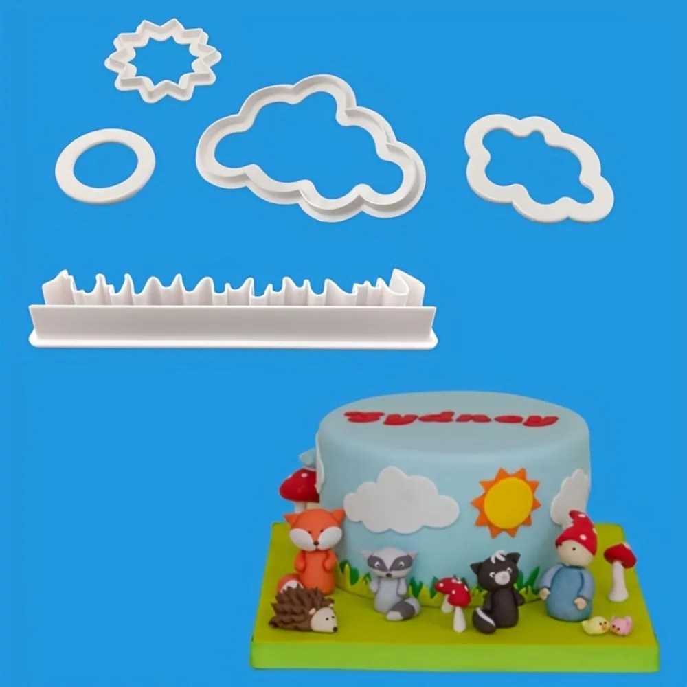 5Pcs Cloud Sun Grass Cookie Cutters Cartoon Fondant Cake Baking Mold Set for  Decorating Tools Biscuit Cupcake Birthday Party