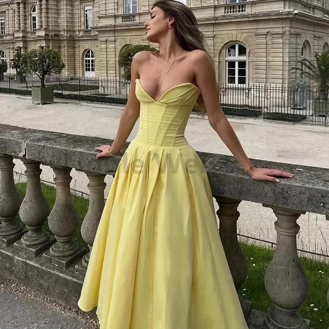 Sweetheart Satin Prom Dress A Line Tea Length Formal Gown Customize