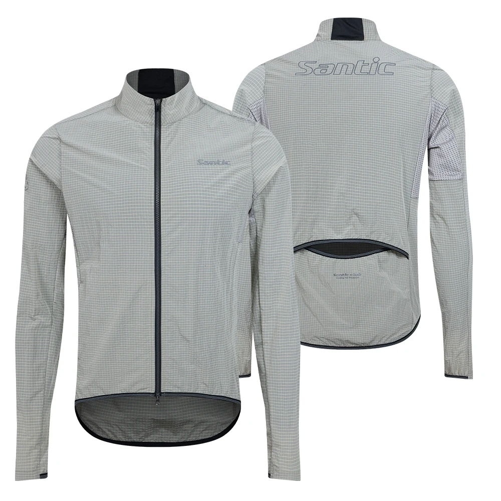 Santic Cycling Jackets UV Protection Reflective Cycling Skin Jackets Spring Autumn Outdoor Windproof Long Sleeve for Men Women