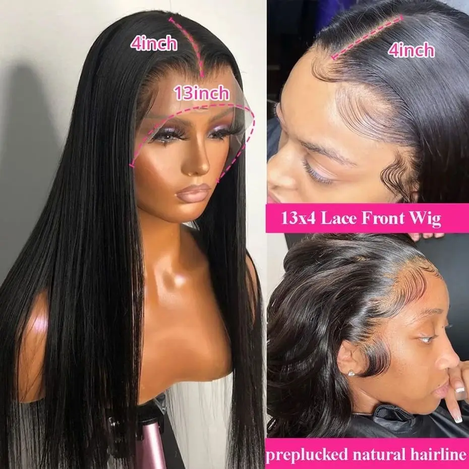 Human Hair Lace Wigs Straight 13x4 13x6 HD Lace Front Human Hair Wigs Pre Plucked For Women 4x4 Transparent Lace Closure WIg