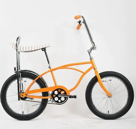 Orange 20 Inch Banana Seat Bike Steel Frame Springer Fork Fenders Single Speed Coaster Brake Banana Seat Home 17.62 Kilograms