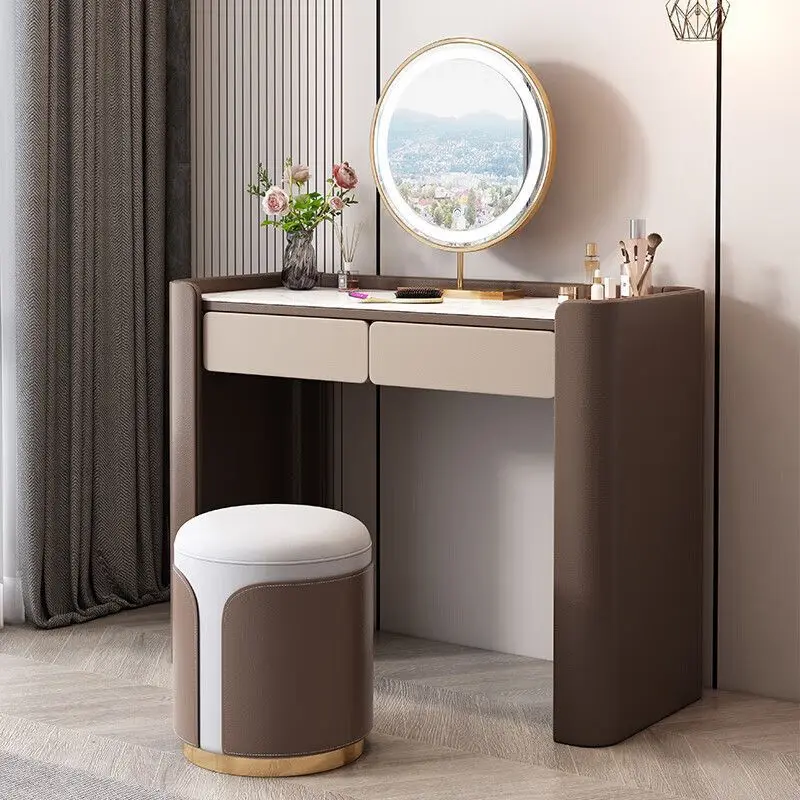 modern design light luxury solid wood dresser with lamp mirror bedroom locker dressing table