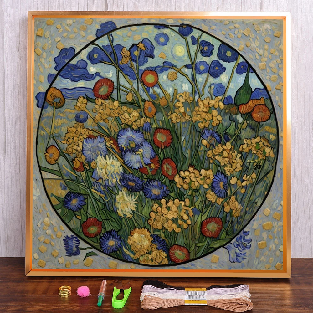 

Still Life Flower Printed Cross-Stitch Patterns DIY Embroidery Hobby Handiwork Needlework Handmade For Adults Package Mulina