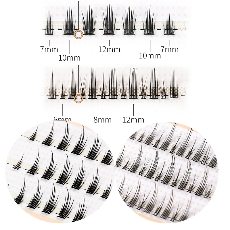 3D Natural Dense Segmented IMP Tapered Grafted False Eyelashes Individual Extension Single Cluster Cartoon Cos Makeup Lashes Tip