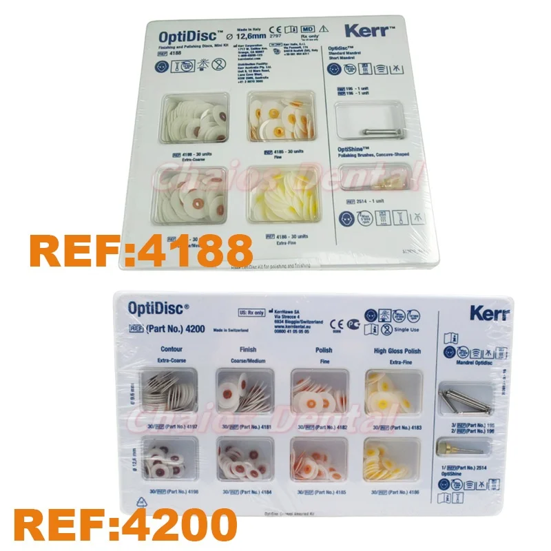 REF:4188/4200 Kerr OptiDisc Polishing Discs Large&Mini Set Dental  Composite Resin Finishing and Polishing Discs