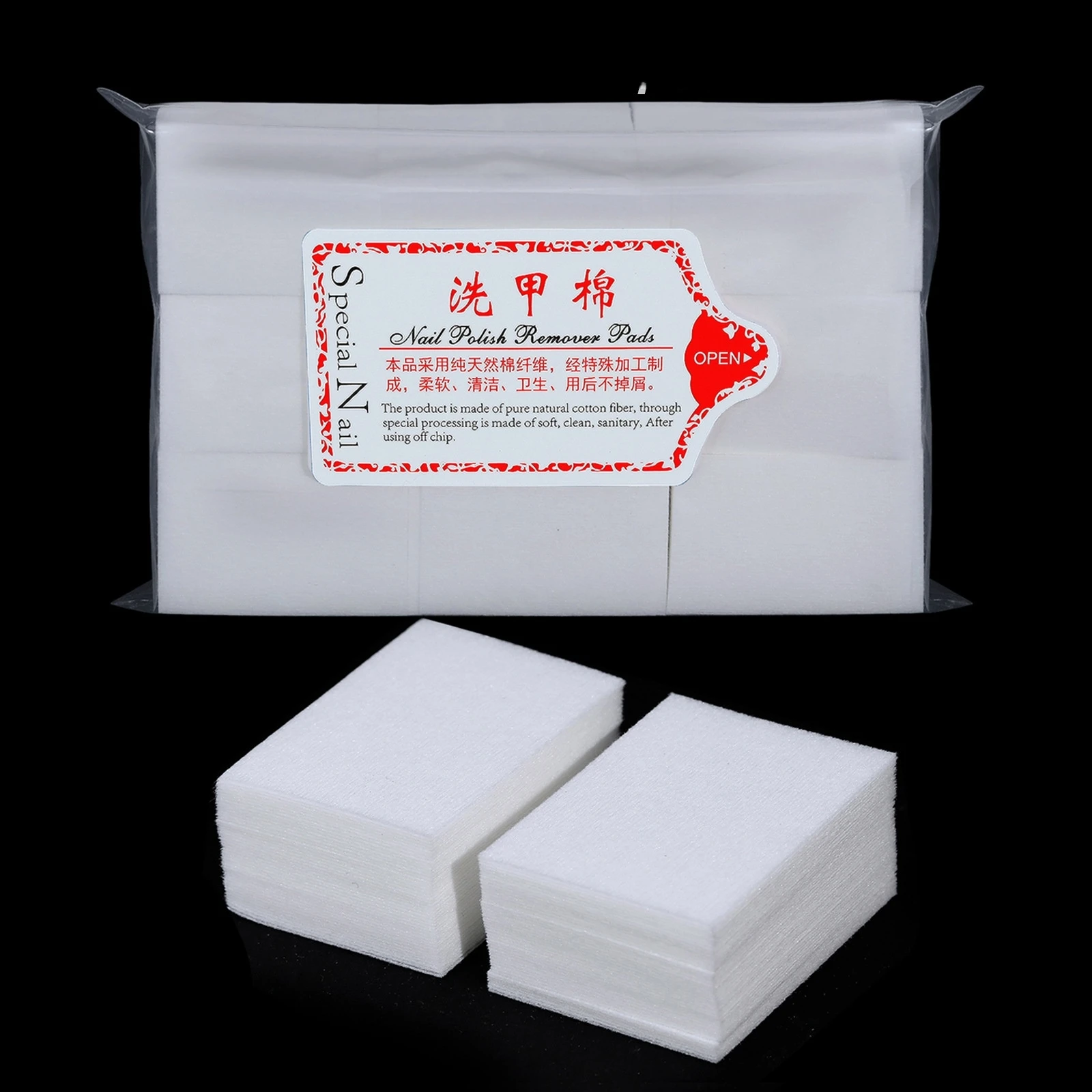 1000PCS Hard Quality Nail Cotton Pads Non-Falling Hair Alcohol Wipe Cotton Pads Nail Polish Remover Towels for Manicure