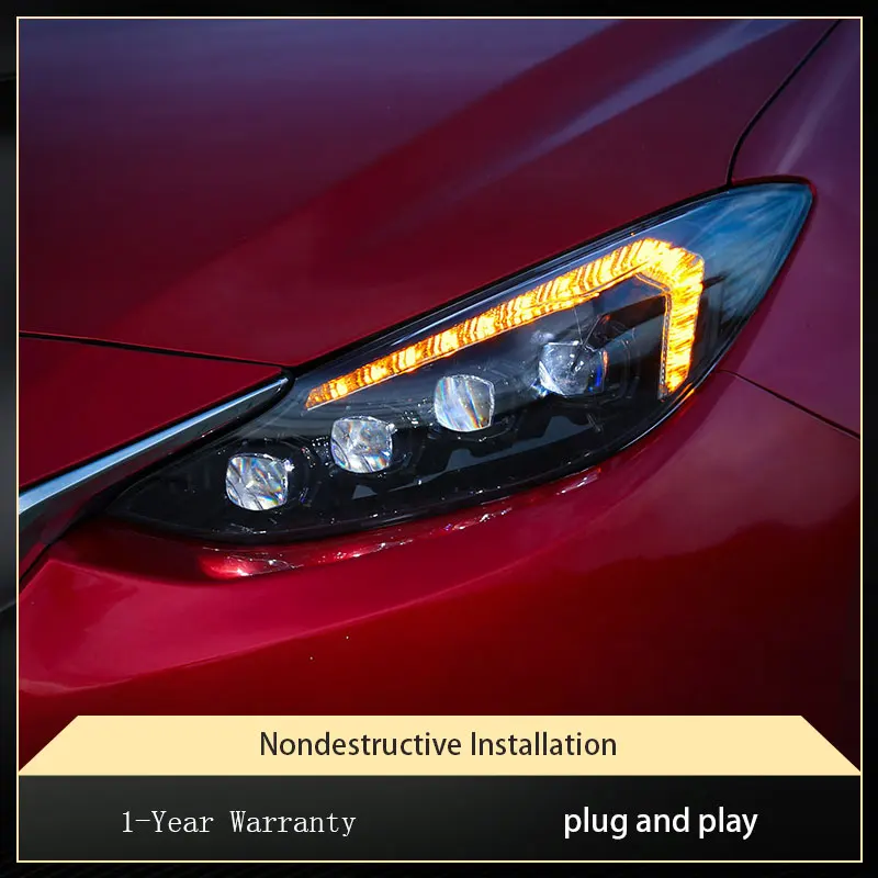 أضواء السيارة لمازدا 3 Axela 2014 2015 2016 Mazda3 المصباح DRL رئيس مصباح أضواء الجبهة 4 العارض عدسة تسليط الضوء على الملحقات #2