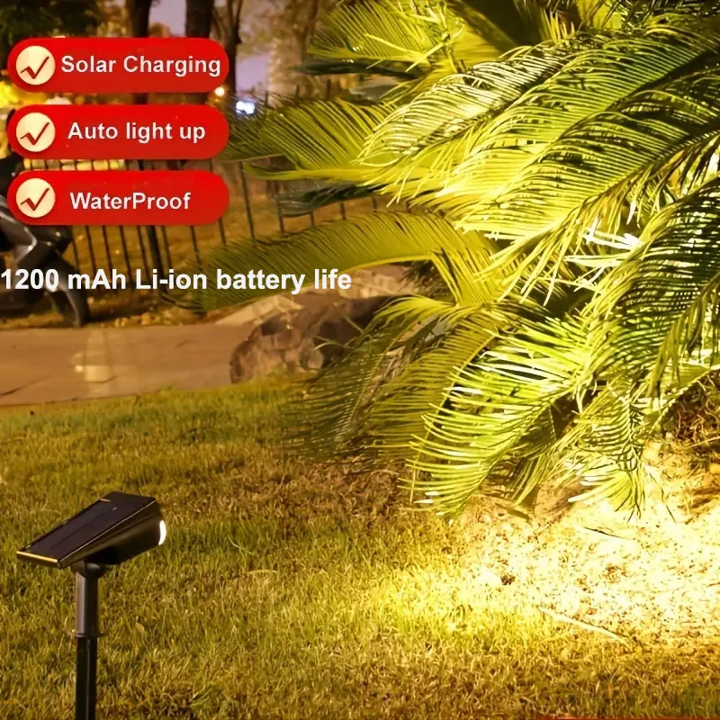 LED ao ar livre Solar Powered Lawn Lights Paisagem Holofotes, IP65 impermeável, lâmpada de parede para o Natal, jardim, quintal