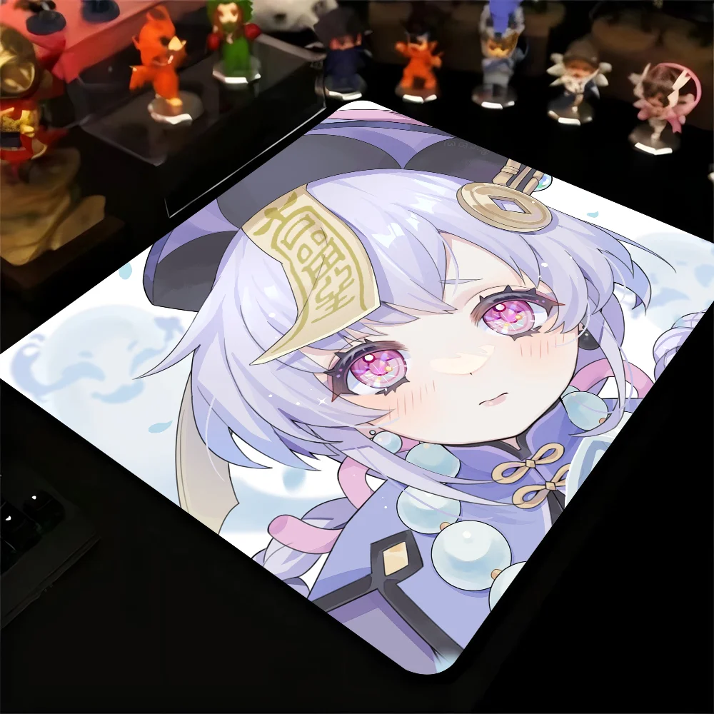 Qiqi Genshin Mousepad Small LockEdge Mouse Pad For Gamers Computer Desk Pad Anti-slip Rubber