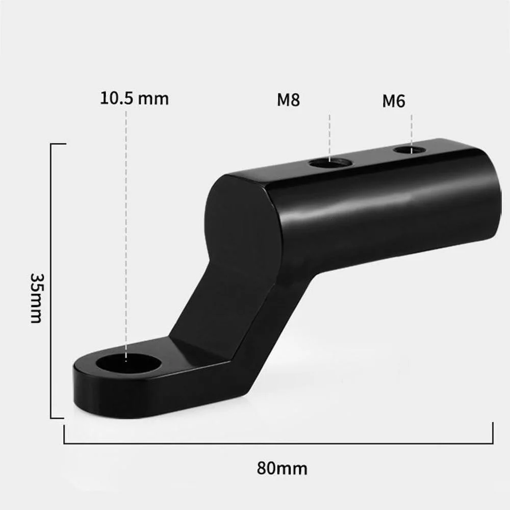 حامل دعامة تثبيت مرآة الرؤية الخلفية للدراجات النارية من الألومنيوم أسود/فضي للدراجات النارية ومركبات ATV والدراجات البخارية