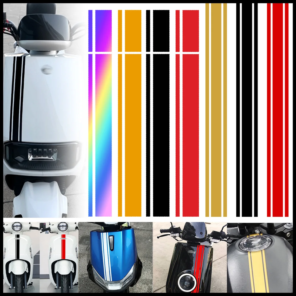 2PC Stripe Motorcycle Stickers Refit Motorbike Fuel Tank Body Decoration DIY Racing Helmet Stickers Waterproof Vinyl Decals