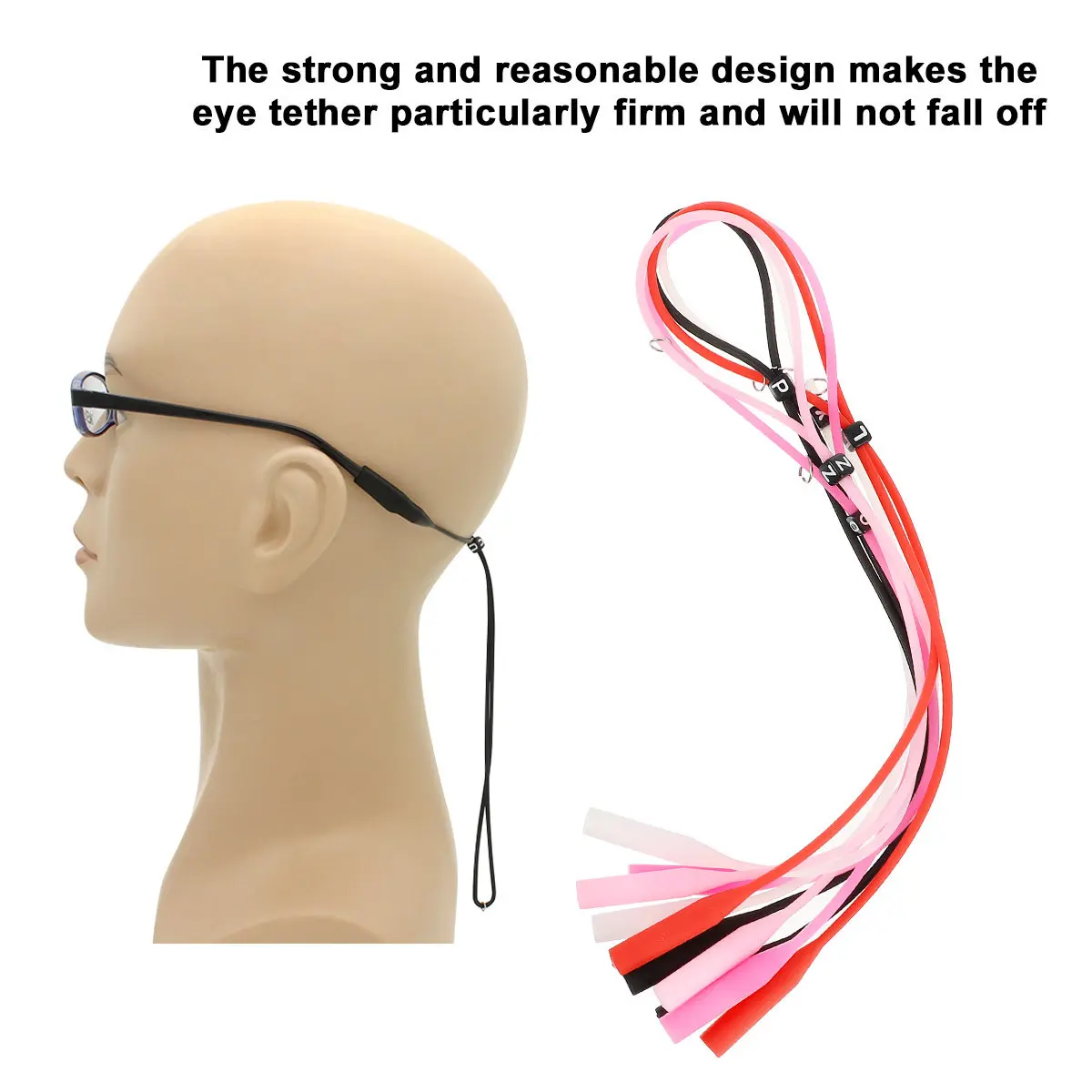 

6Pcs Nonslip Glasses Lanyard with Letter Printing Silicone Nylon Sports Eyeglass Cord for Outdoor Activities Reading Sunglasses