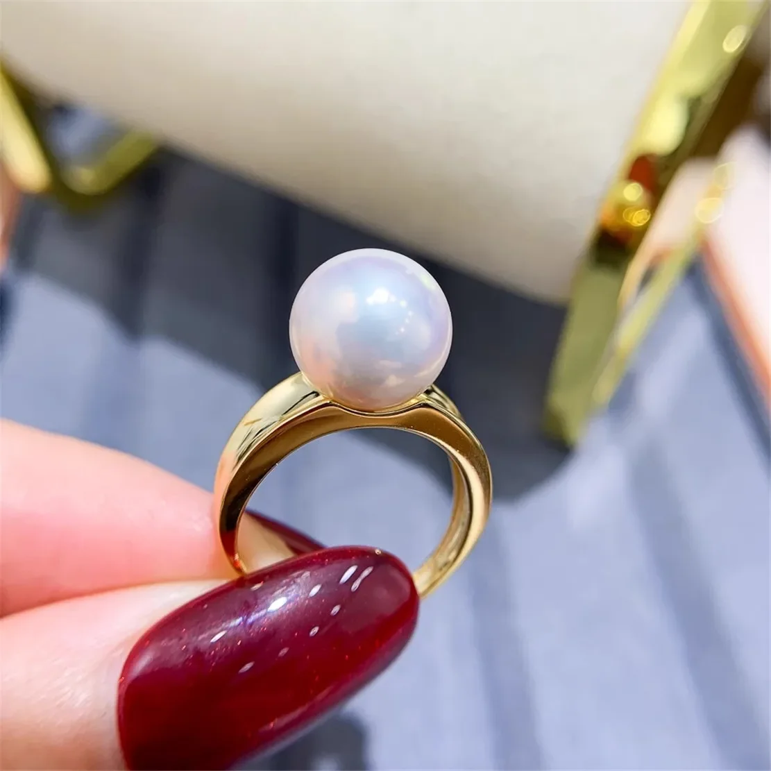 925 Stamped Alloy Gold-Plating Adjustable Pearl Ring Holder DIY Jewelry Findings, Craft Supplies for Handmade Rings No Pearl