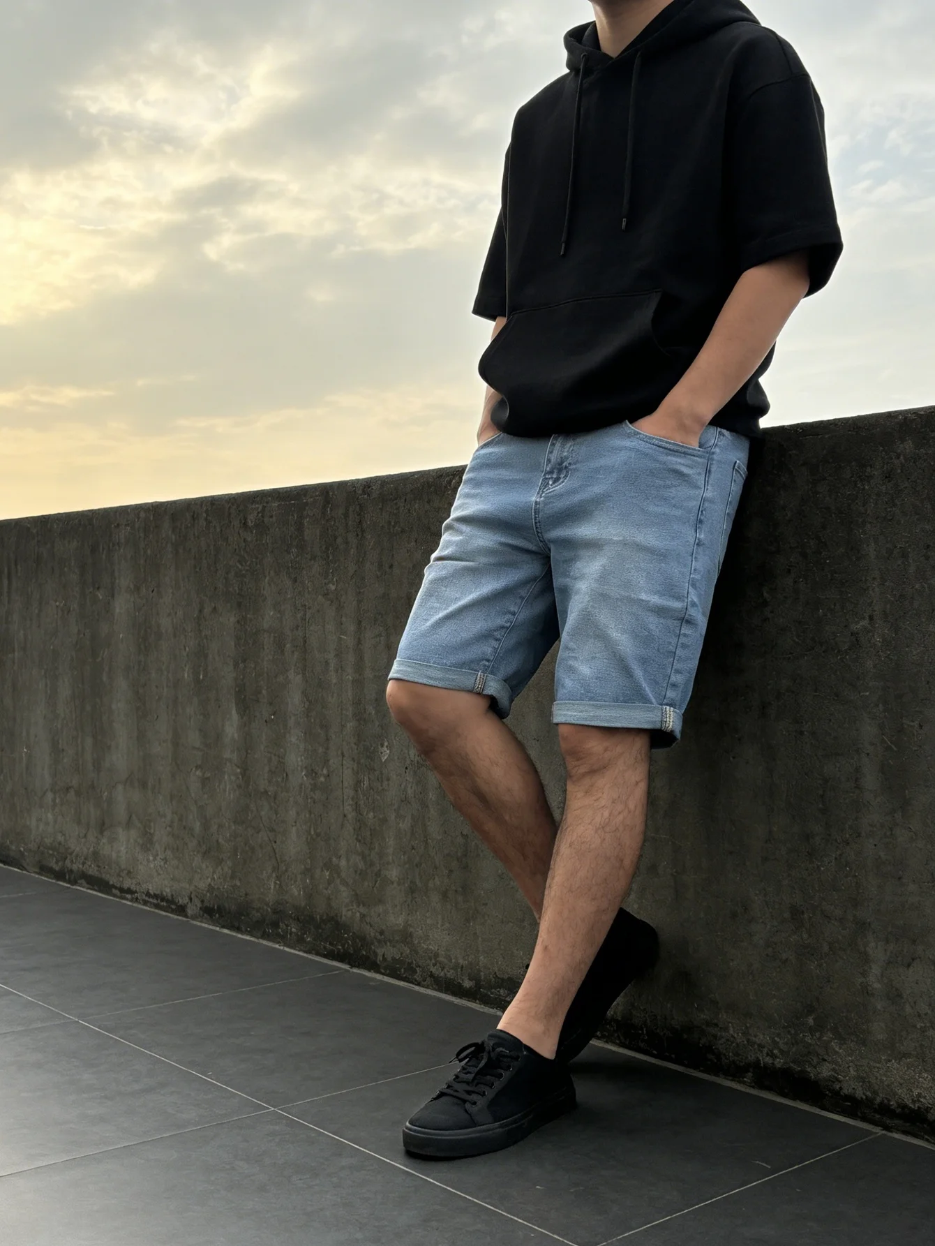 Unisex Casual Stretch Blue Jorts Skinny Slim Fit Denim Jeans Pants Y2K Clothes For Men view 4