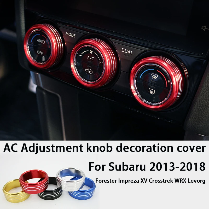 3Pcs Car AC Control Knob Trim Ring Decoration Cover For Subaru 2013-2018 Forester Impreza XV Crosstrek WRX Levorg Interior