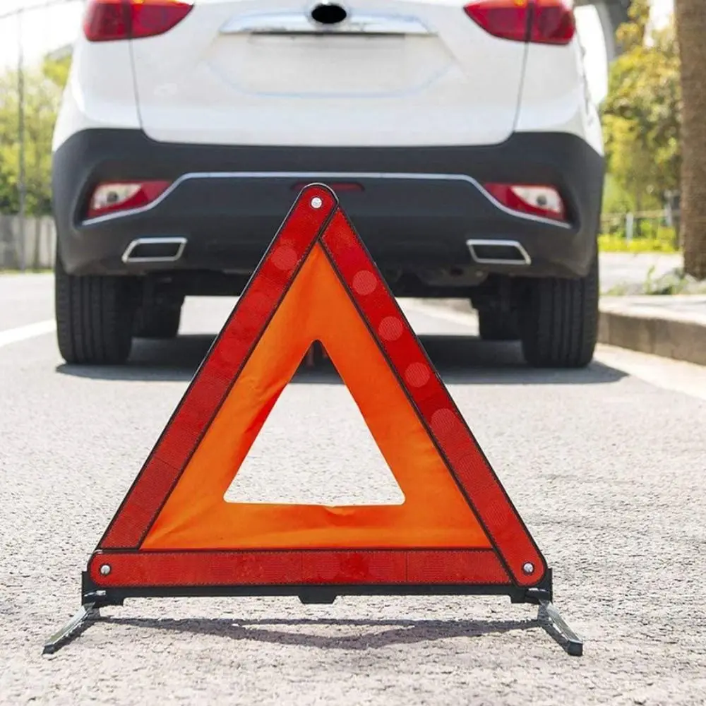Red Reflective Warning Triangles Folding 43 cm Hazard Triangle Storage Box Portable Folding Car Warning Sign Traffic Accidents