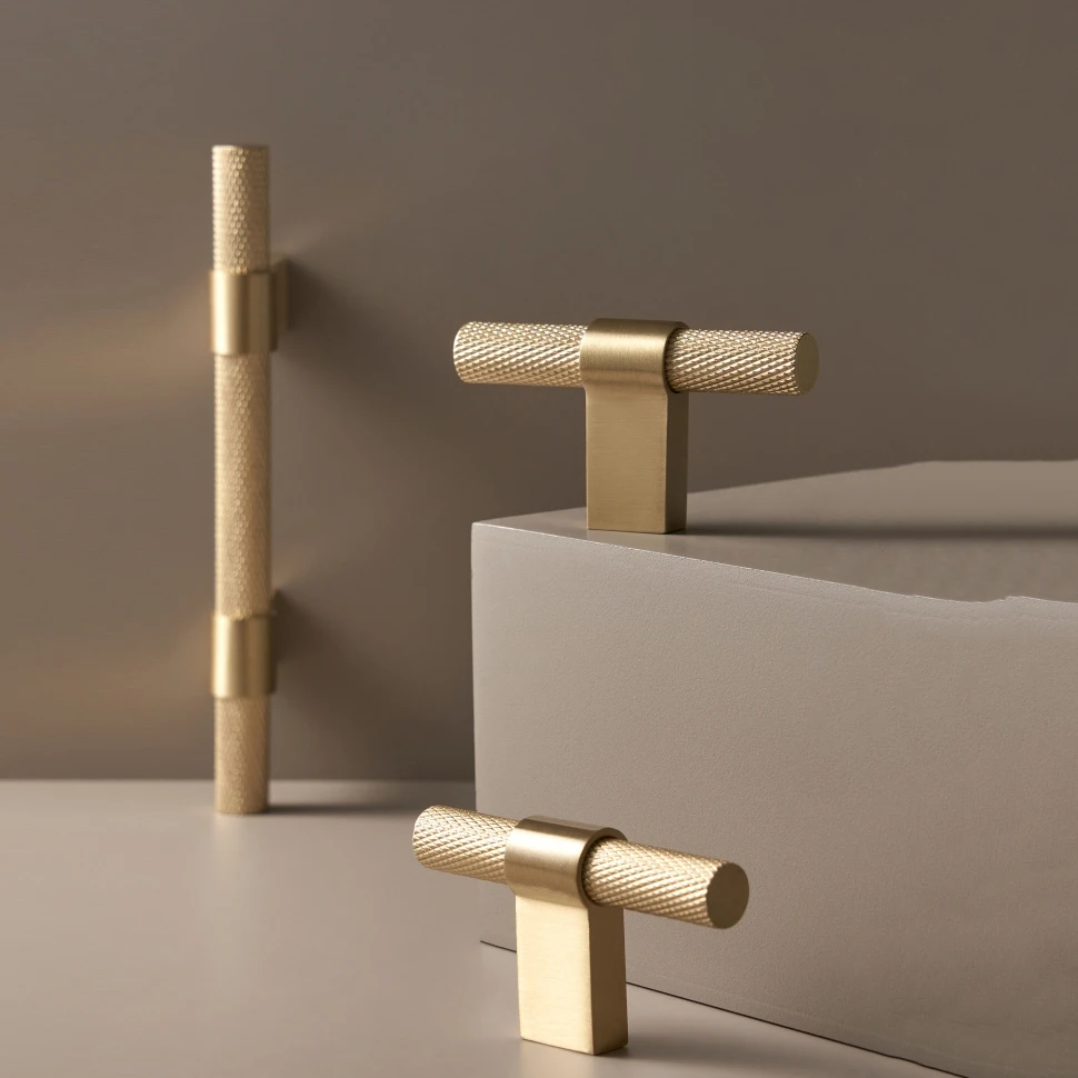 Beicai Solid Brass Knurling Patterned Cabinet T-bar Extended Length 40 Inches Kitchen Appliances Dishwashers Refrigerators Pull