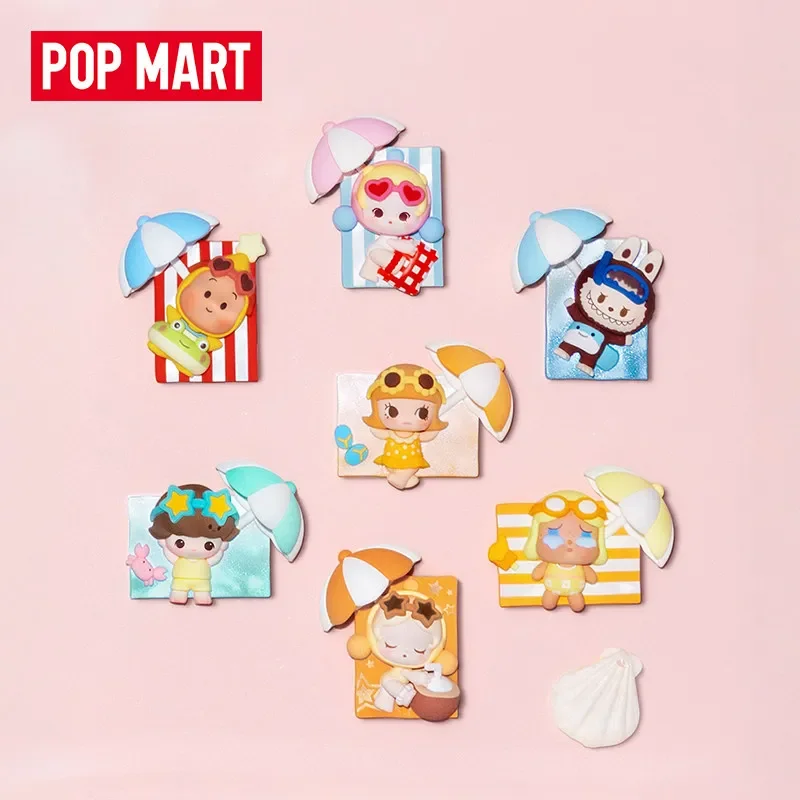 POP MART POP BEAN Island Vacation Series Aimant de réfrigérateur Boîte mystère authentique Blind Box Jouets à deviner Ornement de sac Figurine Décoration d'intérieur
