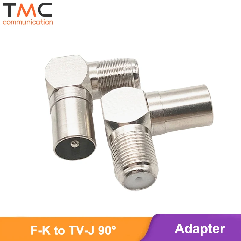 Pure Copper F Type Female to PAL Male TV Coax Right Angle Connector 90 Degree Cable Converter