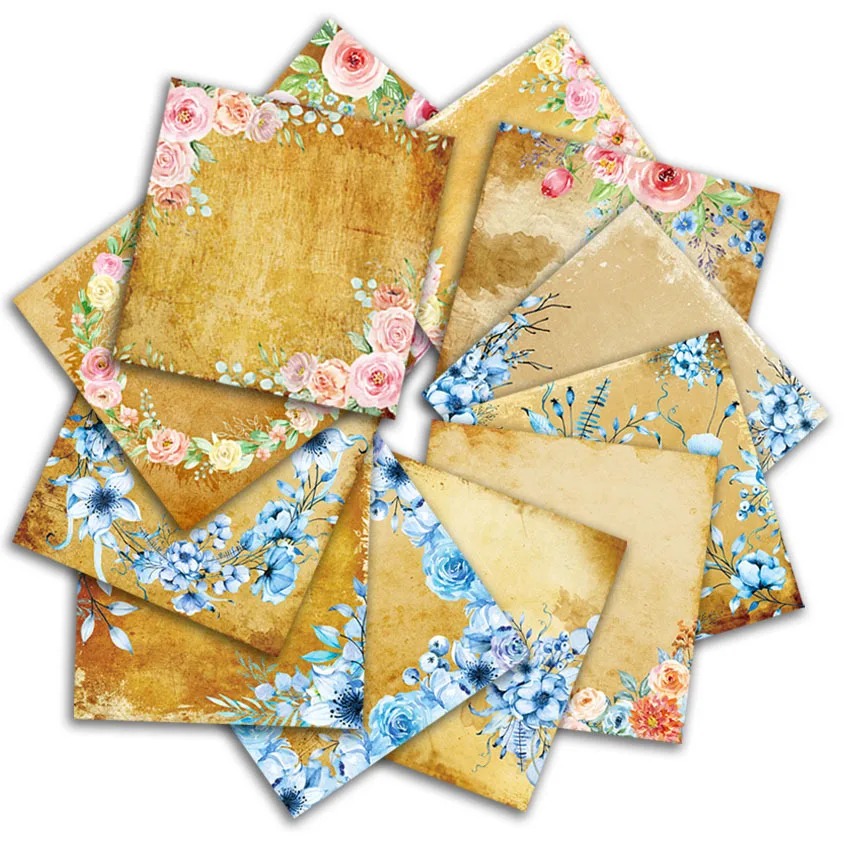 KlJUYP-Scrapbook Floral Vintage Paper, Scrapbooking, Modelado, Artesanato DIY, Fundo, 6 "x 6"