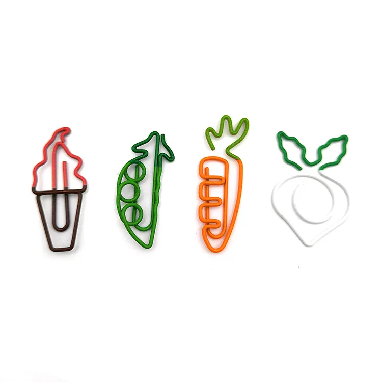 

Cute Paper Clips Trendy Two-color Styling Paperclips Cartoon Cute Carrot Shaped Paperclips Ice Cream Curved Pins Wholesale