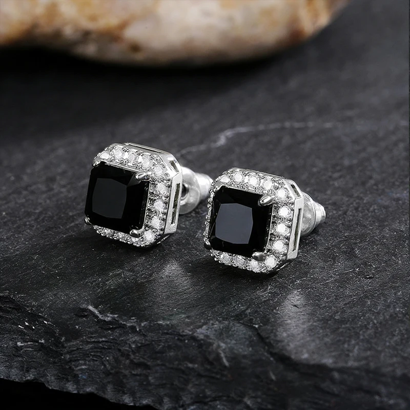 Huitan Ohrstecker mit rechteckigem/quadratischem grünem kubischem Zirkon für Damen, elegante Party-Accessoires, Jahrestagsgeschenk, zeitlose Damen-Ohrringe – Detail 30